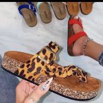LEOPARD WEDGE SLIPPERS