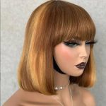 BROWN GOLD FRINGE WIG