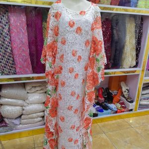 ORANGE AND WHITE CORD LACE BOUBOU