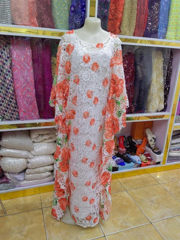 ORANGE AND WHITE CORD LACE BOUBOU - Image 2