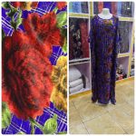 BLUE, RED AND GOLD SUEDE CHIFFON