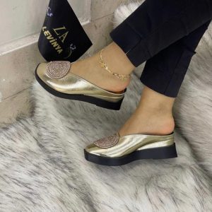 Balanced heel shoe wedge slippers/slip-on for women