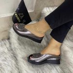 Balanced heel shoe wedge slippers/slip-on for women