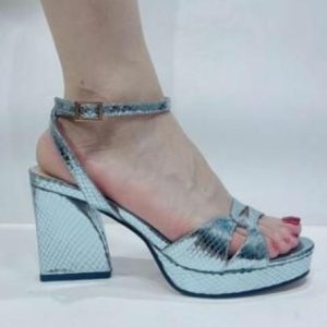 Shiny block heel sandals for women