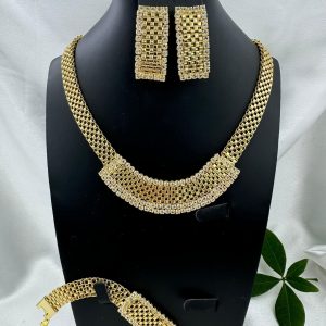 Gold necklace with earring & bracelet