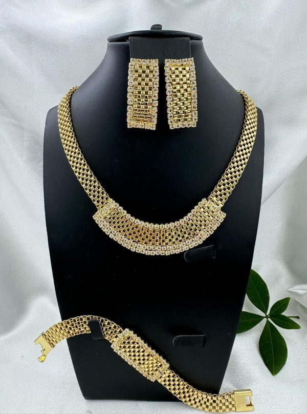 Gold necklace with earring & bracelet