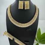 Gold necklace with earring & bracelet