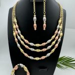 Gold necklace with earring & bracelet