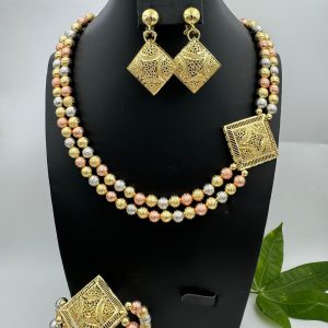 Gold necklace with earring & bracelet