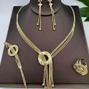 Gold necklace with earring & bracelet
