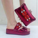 Low heel slippers and purse for women