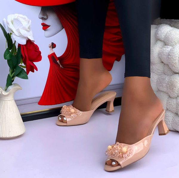 EMBELLISHED PATENT SLIDES LADIES SLIPPERS - Image 2