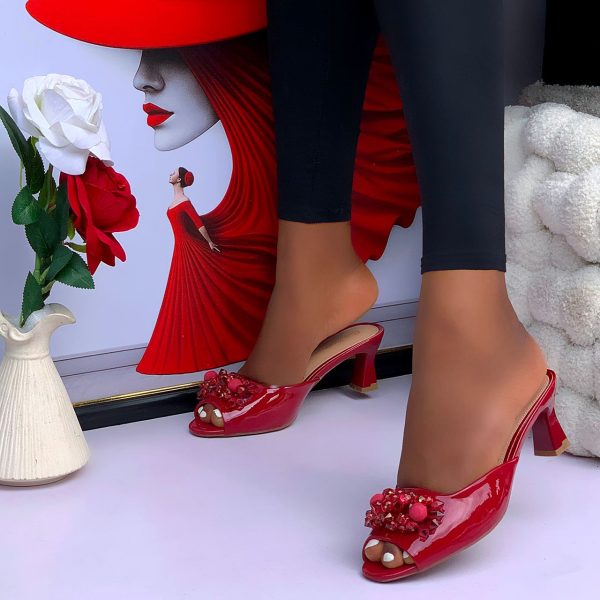 EMBELLISHED PATENT SLIDES LADIES SLIPPERS - Image 3