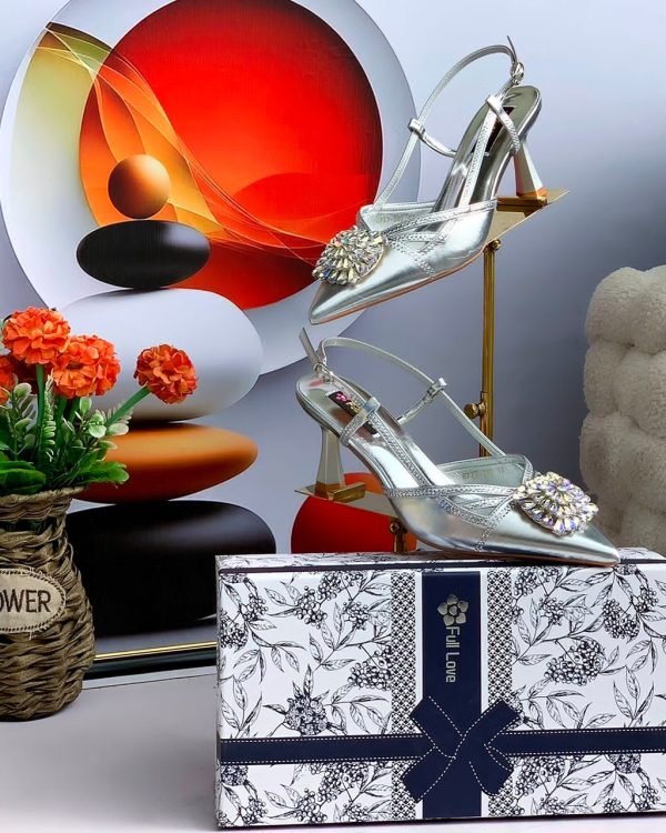 CRYSTAL EMBELLISHED SLINGBACK HEELS - Image 4